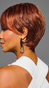 Model is wearing KESSIE in color MC30/130SS CHERRY COLA | Dark Red with Copper Highlights