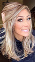 Nichole Corbett @nicholealee wearing LAUREN by BELLE TRESS in color SUNKISSED ALMOND R | A blend of Medium and Light Brown with Light Gold Blonde Highlights and a hint of Cooler Blonde, rooted with Medium and Light Brown