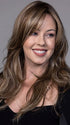 Model is wearing LILLY in BROWN SUGAR SWEET CREAM | Multi-Dimensional Cool Medium Brown Base with Soft Creamy Blonde Highlights and Pale Ash Brown Lowlights (Not offered in this color. For illustration purposes only.)
