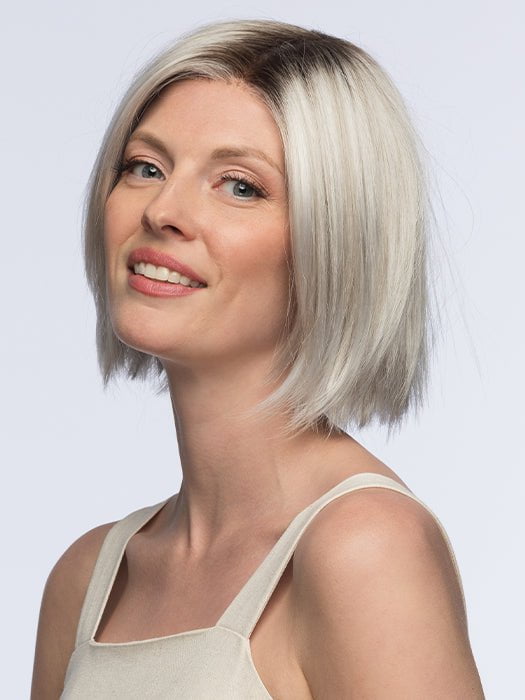 LUMI by Estetica in color SILVERSUN/RT8 | Iced Blonde with Soft Sand and Golden Brown Roots