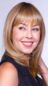 A beautiful layered haircut with wispy bangs