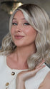 Heather @cjswigs wearing MAEVE by JON RENAU in shade 101/88/27S8 CATALINA BLONDE | Pale blonde with Pure White Natural Violet halo highlights, shaded medium brown