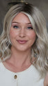 Heather @cjswigs wearing MAEVE by JON RENAU in shade 101/88/27S8 CATALINA BLONDE | Pale blonde with Pure White Natural Violet halo highlights, shaded medium brown