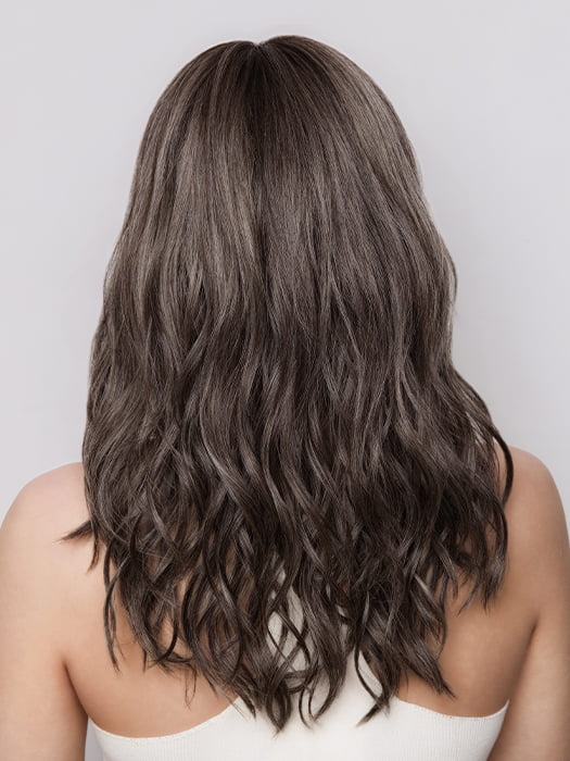 MAUDE by Amore in color MUSHROOM-GREY-R | Dark brown incorporates light brown and silvery grey tones with shadow roots for a stylish finish.