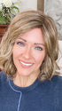 Marcie @wig.obsessed wearing MERRILL by NORIKO in color CASHMERE-BROWN-SR | Slightly Rooted Medium Beige Brown base with woven Velvet Blonde Highlights