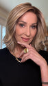 Eileen @crazywiglady is wearing NEWPORT by BELLE TRESS in color RAW SUGAR BLONDE | A Neutral Light Blonde, Honey Blonde, Pale Gold Blonde, with a base of Light Brown Low Lights featuring a Medium Root Color