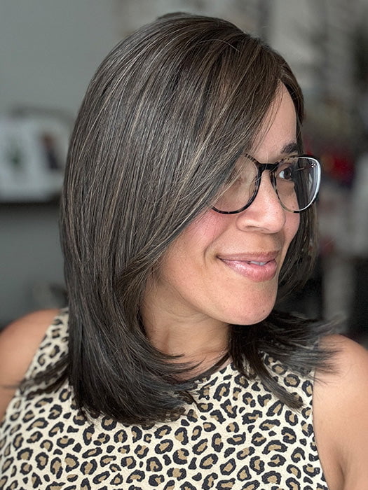  Brea @getwiggywithbrea wearing OWN THE ROOM by GABOR in color GF4-10SS ICED JAVA | Off Black Shaded with Dark Brown