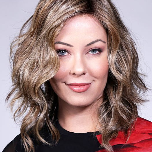 POLO by BelleTress in BROWN SUGAR COOKIE R | The roots are a Rich Brown Tone that seamlessly transitions into a Warm, Golden-Brown base. Delicate highlights in honey and toffee tones add dimension