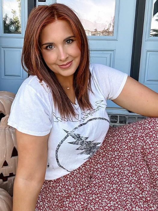 Danielle Sells @wighair_dontcare wearing SHOW STOPPER by RAQUEL WELCH WIGS in RL33/35 DEEPEST RUBY | Dark Auburn Evenly Blended with Ruby Red
