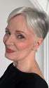 Mel B. @mels.be.ageless wearing PIXIE TP by AMORE in color SILVER-STONE | Dark Brown Base with Multi Grey Shades Blended