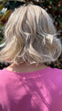 Eileen @crazywiglady is wearing VICTORIA by BELLE TRESS in color BUTTERBEER R | Dark Brown Base and Root that transitions smoothly into a buttery blonde, infused with creamy honey and toffee tones
