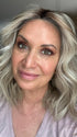 Emily H. wearing ANDIE by BELLETRESS in BUTTERBEER R | Dark Brown Base and Root that transitions smoothly into a buttery blonde, infused with creamy honey and toffee tones