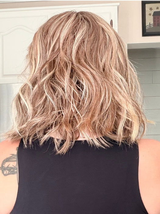 Crystal wearing ANDIE by BELLETRESS in BROWN-SUGAR-COOKIE-R | The Roots are a Rich Brown Tone that seamlessly transitions into a Warm Golden Brown