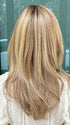 Heather @cjswigs wearing BEVERLY HILLS by BELLETRESS in color CARAMEL BLONDE R | Light Brown Rooted, with a blend of Light Gold Blonde, hint of Strawberry Blonde and Light Auburn with the balance of Cool, Light Blonde Highlights.