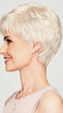 Winner offers a wispy bang, textured layering on top with length at the crown and layered ends