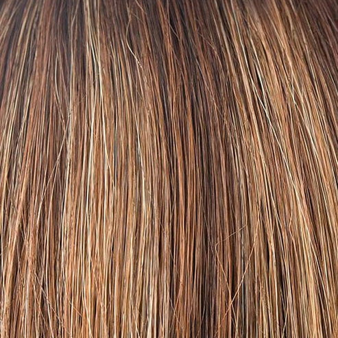 AUBURN-SUGAR-R | Rooted Dark Auburn with Medium Auburn Base with Dark Strawberry Blonde Highlights