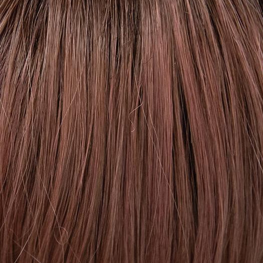 DUSTY-ROSE | Medium Coral Red Base with Dark Brown Roots