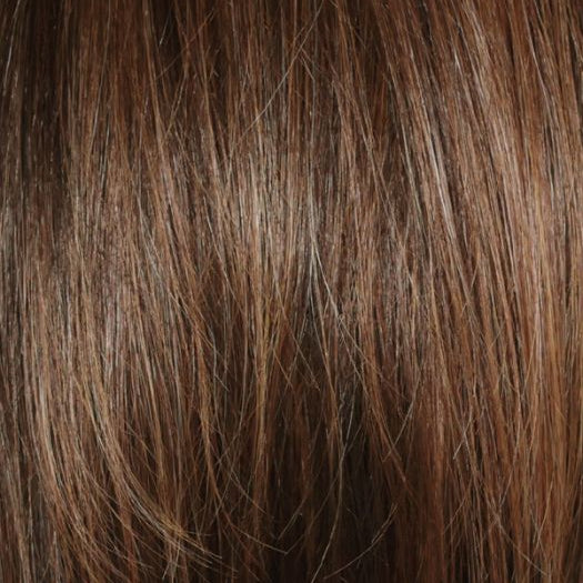 RICH CHOCOLATE BROWN R | A mixture of Dark and Medium Brown, Highlighted with Dark Auburn, Strawberry, Mahogany and Rooted with Dark Brown