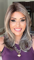 Crystal Honeycutt @thehairhoneys is wearing SEVILLE by BELLE TRESS in color BUTTERED-TOAST-R | A mix of Blonde and Brown tones