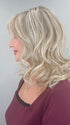 Kim Hammon @letstalkwithkim wearing SIMONE by BELLE TRESS in color BUTTERBEER R | Dark Brown Base and Root that transitions smoothly into a buttery blonde, infused with creamy honey and toffee tones