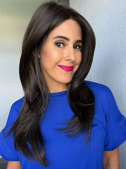 Lorena @faux.hurr.lifee wearing SIZZLE by TRESSALLURE in color 4/6R | Dark Brown