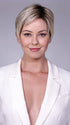 Model is wearing SOHO in CRUSHED ALMOND BLONDE R | A soft Neutral Light Blonde with a Light and Medium Blended Root Color