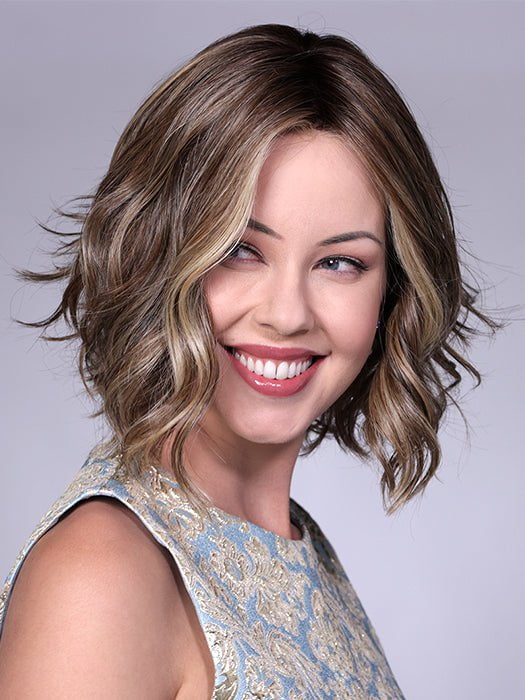 SUNKISSED ALMOND R | A blend of Medium and Light Brown with Light Gold Blonde Highlights and a hint of Cooler Blonde, rooted with Medium and Light Brown
