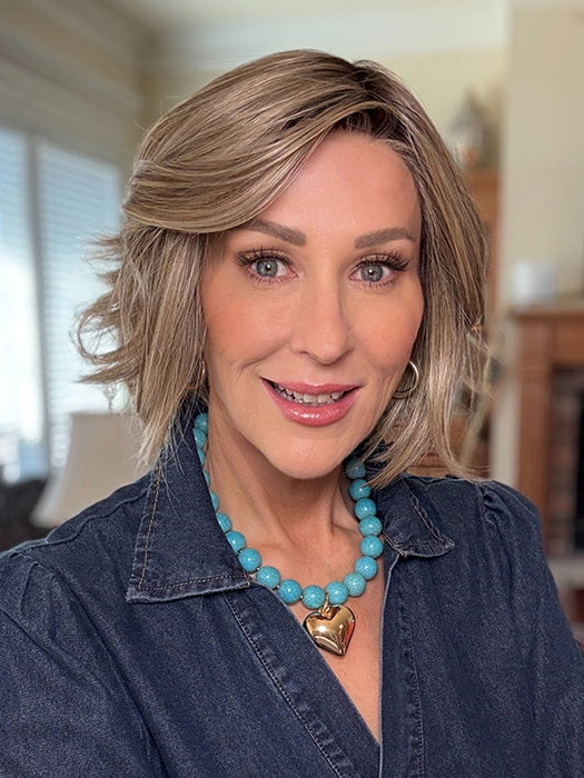Eileen @crazywiglady is wearing TREND ALERT LUXURY by GABOR in color GF17-23SS ICED LATTE MACCHIATO | Honey Blonde shaded with Cool Blonde with Dark Roots