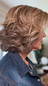 Eileen @crazywiglady is wearing TWAIN by BELLE TRESS in color BROWN SUGAR BLONDE-R | A warm, dimensional blend of medium brown and golden blonde highlights with natural-looking darker roots for depth and a sun-kissed finish.