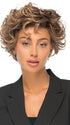 Model is wearing TWISTED PIXIE in color EL17/23/R8 | Pale Auburn Beige Blonde Blend, Rooted Medium Brown, Highlighted Light Blonde with face framimg highlights