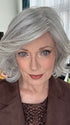 Mel B. @mels.be.ageless wearing CROWD PLEASER by RAQUEL WELCH WIGS in color RL56/60 SILVER MIST | Lightest Gray Evenly Blended with Pure White
