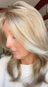 Alicia F. @wigginout wearing MIRANDA LITE by JON RENAU in color 22F16S8 VENICE BLONDE | Light Ash Blonde and Light Natural Blonde Blend Shaded with Medium Brown