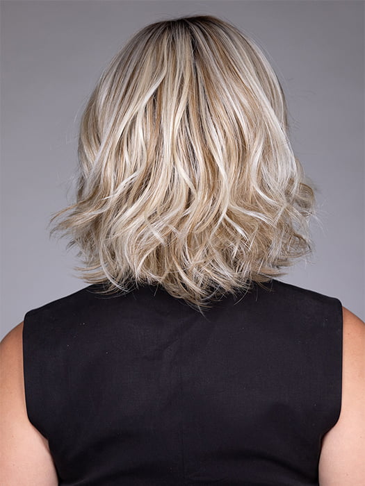 Model is wearing VICTORIA by BELLETRESS in color BUTTERBEER R | Dark Brown Base and Root that transitions smoothly into a buttery blonde, infused with creamy honey and toffee tones