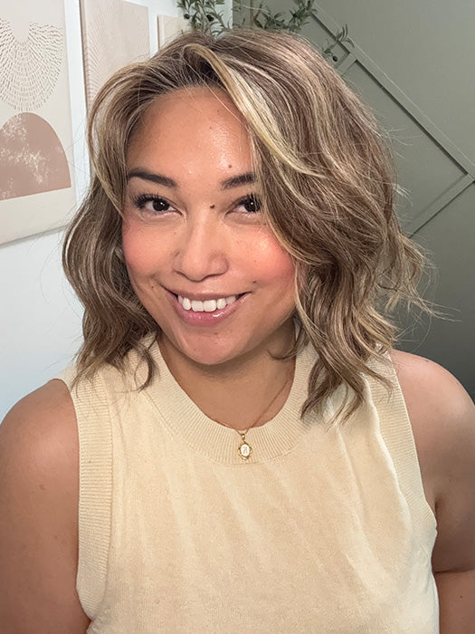 Katrina & Arlah Soriano @wearthehairsis is wearing VERONICA by BELLE TRESS in color BROWN-SUGAR-COOKIE-R | The Roots are a Rich Brown Tone that seamlessly transitions into a Warm Golden Brown