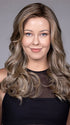 Model is wearing WITHERSPOON in BROWN SUGAR BLONDE-R | A warm, dimensional blend of medium brown and golden blonde highlights with natural-looking darker roots for depth and a sun-kissed finish.