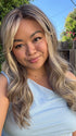 Katrina & Arlah Soriano @wearthehairsis is wearing WITHERSPOON by BELLE TRESS in color SPARKLING CHAMPAGNE R | Medium Ash Brown roots transition into Shimmering Champagne Blonde characterized by Pale Golden Hues with subtle Ivory and Platinum undertones reminiscent of a sparkling glass of bubbly