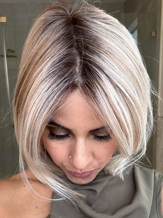 Lorena @faux.hurr.lifee wearing ZARAGOZA by BELLETRESS in color MILKSHAKE BLONDE R | A mixture of Light Sandy Brown, Highlighted with Light Ash Blonde with a Hint of Light Platinum Blonde with a Medium Root Color