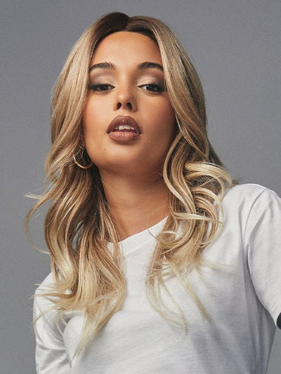 ALLURE WAVEZ by Rene of Paris in MELTED-MARSHMALLOW | Subtly Warm Dark Sandy Blonde Blend with Medium Brown Roots and Light Ash Blonde Tips and Highlights PPC MAIN IMAGE FB MAIN IMAGE
