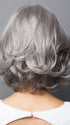 SILVER-STONE | Medium Brown and Silver blend that transitions to more Silver Light Ash Brown to Silver Bangs