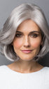 AMAL by Rene of Paris in SILVER-STONE | Medium Brown and Silver blend that transitions to more Silver Light Ash Brown to Silver Bangs