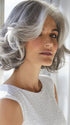 AMAL by Rene of Paris in SILVER-STONE | Silver Medium Brown blend that transitions to more Silver then Medium Brown then to Silver Bangs PPC MAIN IMAGE FB MAIN IMAGE