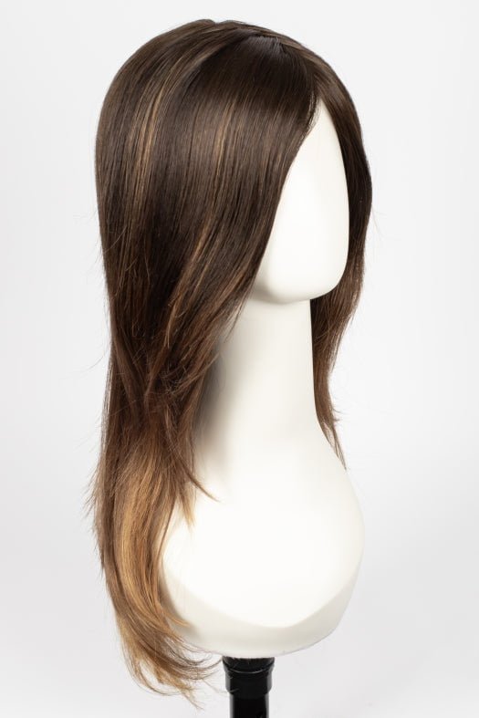 S6-30A27RO AUTUMN | Brown roots to midlength, Medium Natural Red & Medium Red-Gold Blonde Blend midlength to ends