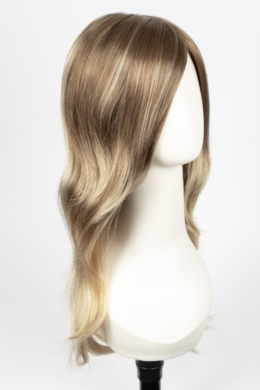 S14-26/88RO SUNSHINE | Medium Natural-Ash Blonde & Medium Red-Gold Blonde Blend roots to midlength, Light Natural Gold Blonde Blend midlength to ends