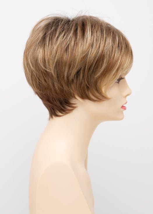 GOLDEN NUTMEG | Medium Brown roots with overall Warm Cinnamon base and Golden Blonde highlights