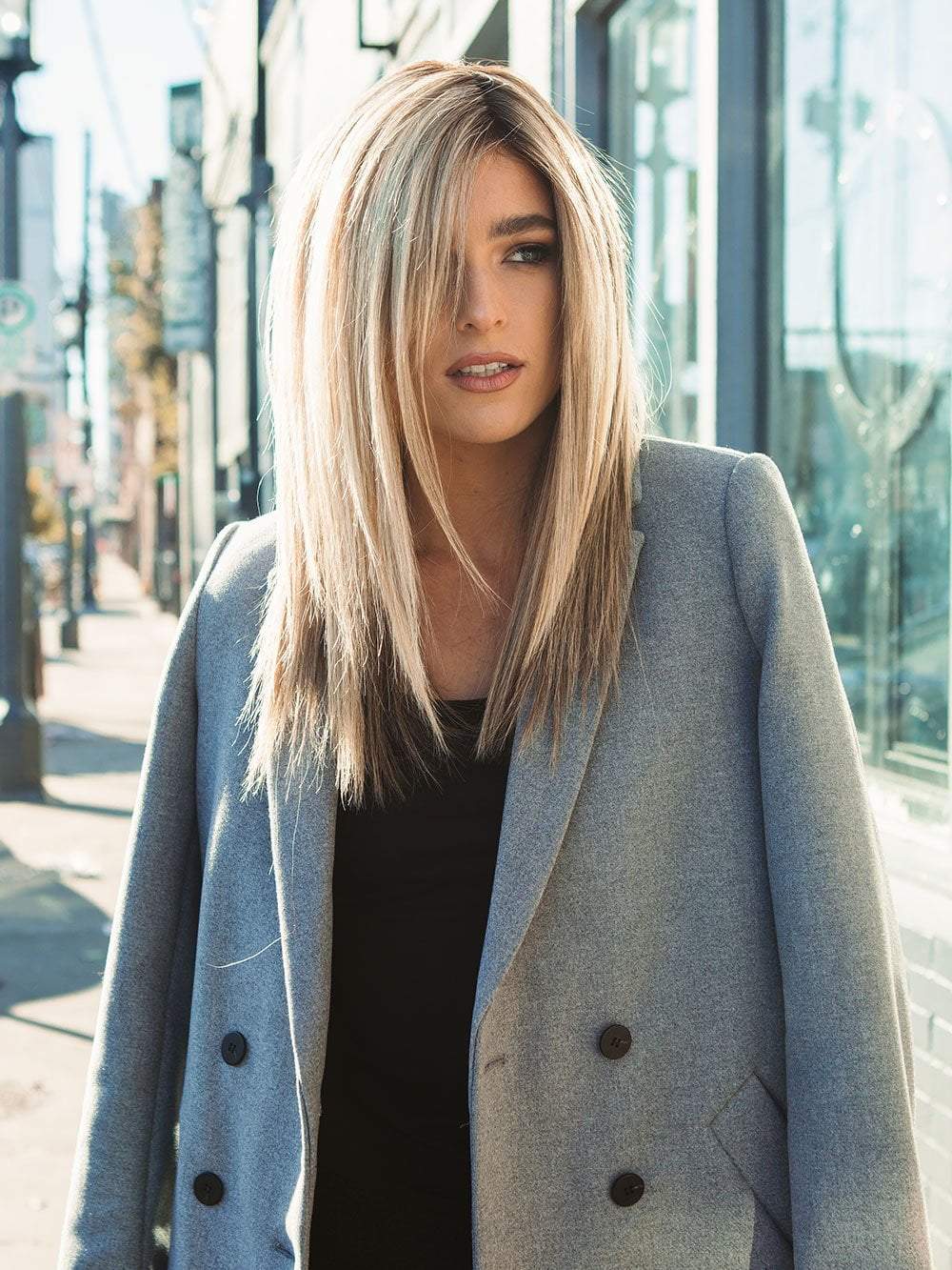 ANGIE by Jon Renau in 12FS8 SHADED PRALINE | Medium Natural Gold Blonde, Light Gold Blonde, Pale Natural Blonde Blend, Shaded with Dark Brown(This piece has been styled)