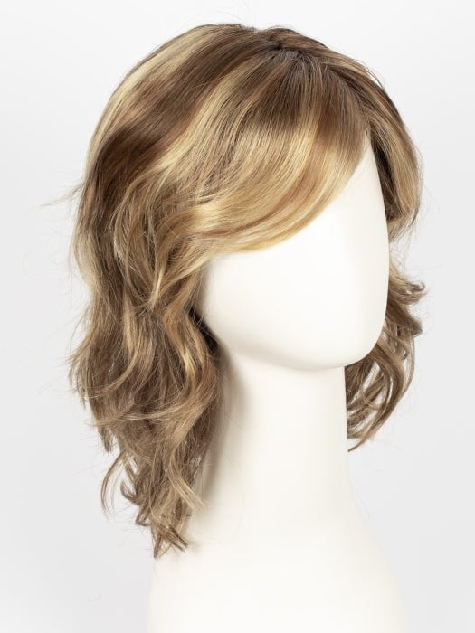 LIGHT BERNSTEIN ROOTED | Light Auburn, Light Honey Blonde, and Light Reddish Brown blend and Dark Roots