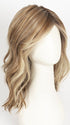 EL12/22/8 | Light Golden Brown Evenly Blended with Face Framing Platinum Blonde Highlights with Medium Brown Roots
