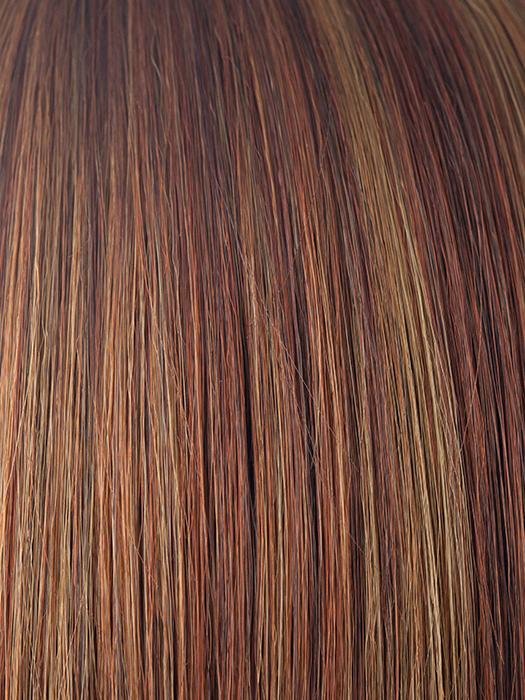 IRISH SPICE R | Dark Auburn with Medium Auburn Base and Dark Honey Blonde Highlights with Longer Dark Roots