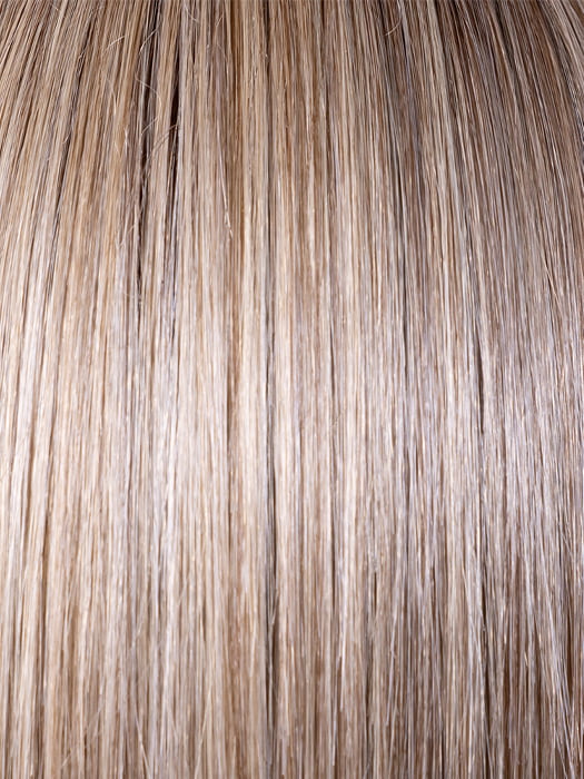 SPARKLING CHAMPAGNE R | Medium Ash Brown roots transition into Shimmering Champagne Blonde characterized by Pale Golden Hues with subtle Ivory and Platinum undertones reminiscent of a sparkling glass of bubbly