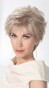 Model is wearing CHARME SOFT SMALL by ELLEN WILLE in PEARL MIX | Pearl Platinum and Medium Ash Blonde Blend